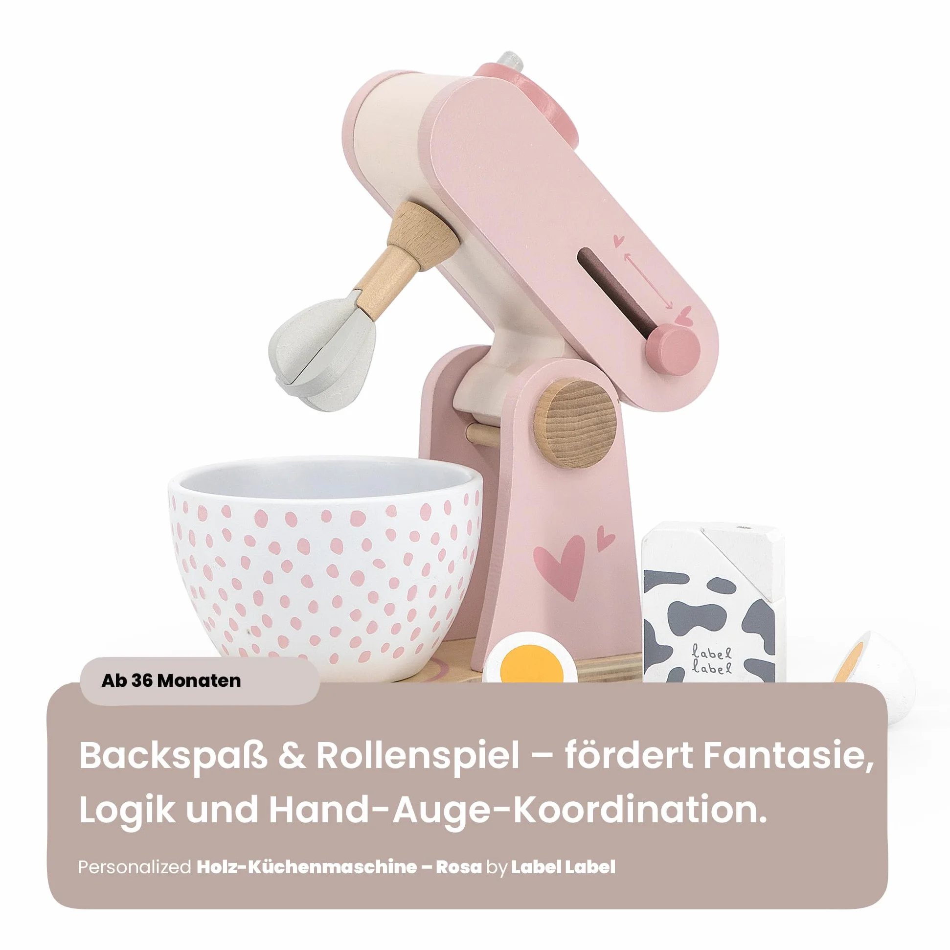 Label Label Robot da cucina giocattolo in legno Rosa per bambini 3 anni personalizzato