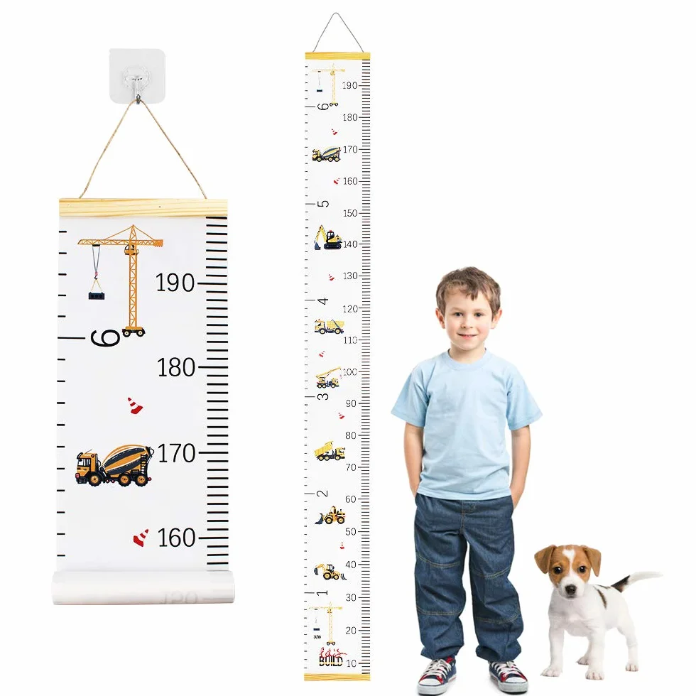 Grafico Crescita Bambini Tela Rimovibile con Gancio 200cm x 20cm