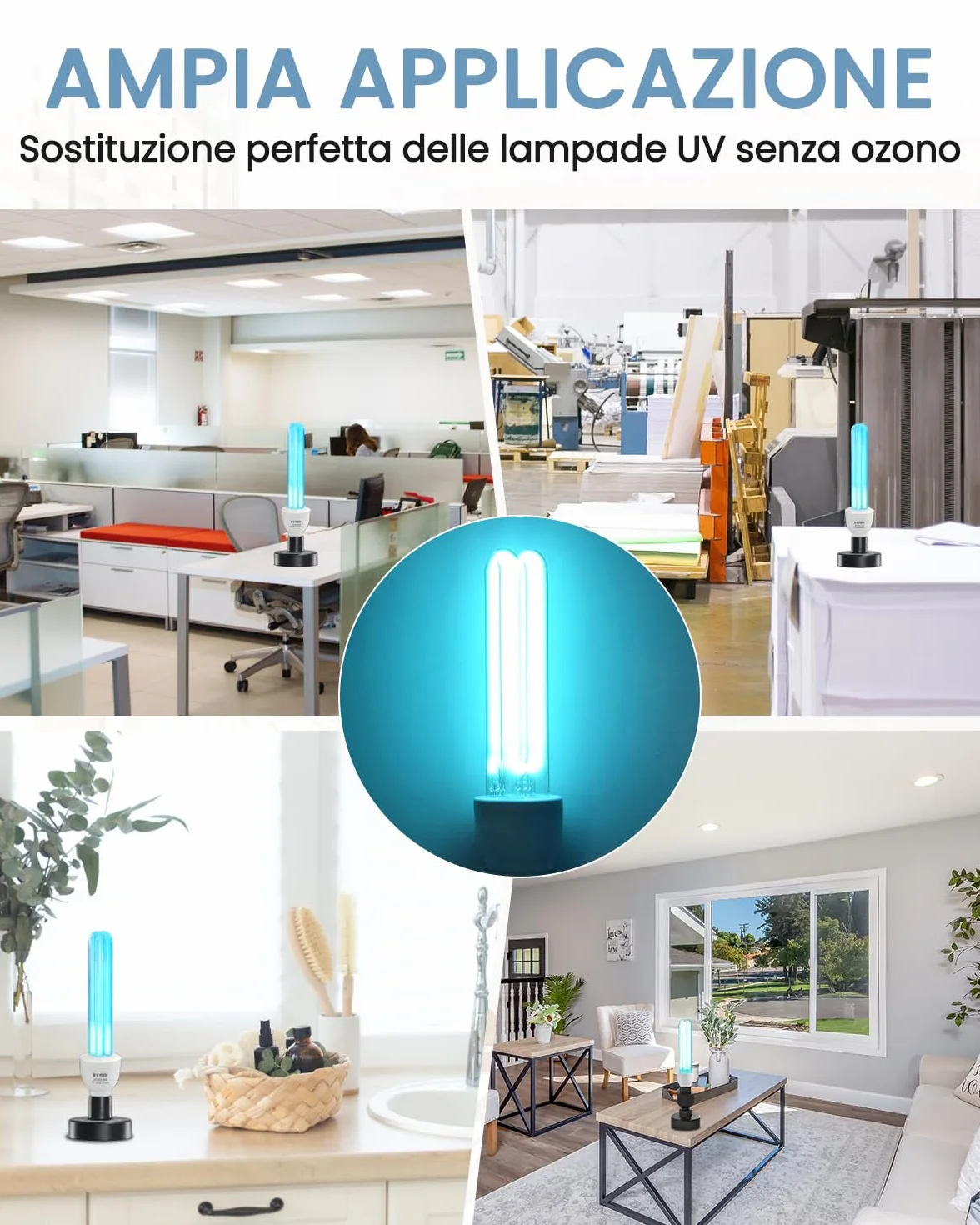 DoRight 2 Pezzo Lampada UV Ozono E27 25W Lampada Germicida Raggi UVC 254nm con Tubo al Quarzo Brine Ozono Contro Batteri Virus e Acari AC220-240V per Case, Uffici, Ristoranti e Scuola