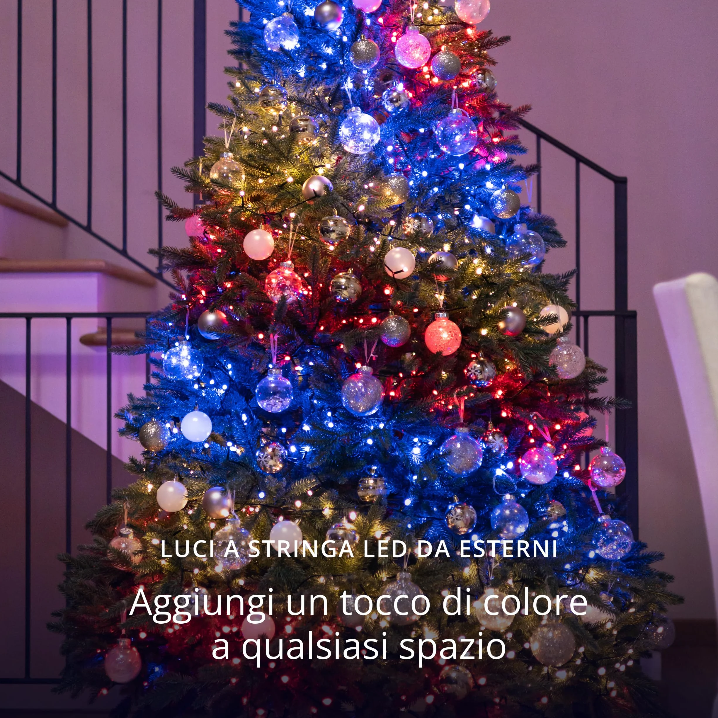 Twinkly Strings 400 LED RGB+Bianco, Striscia di Luci LED per Esterno e Interno, Luci Smart Multicolore, Compatibile con Alexa e Google Home, Luci Mappabili, IP44, Controllo App, Filo Nero, 32m