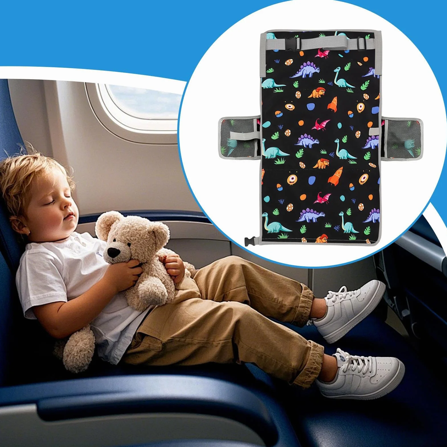 Lettino Aereo per Bambini Letto da Viaggio Pieghevole con Poggiapiedi Morbido e Sacco Nanna