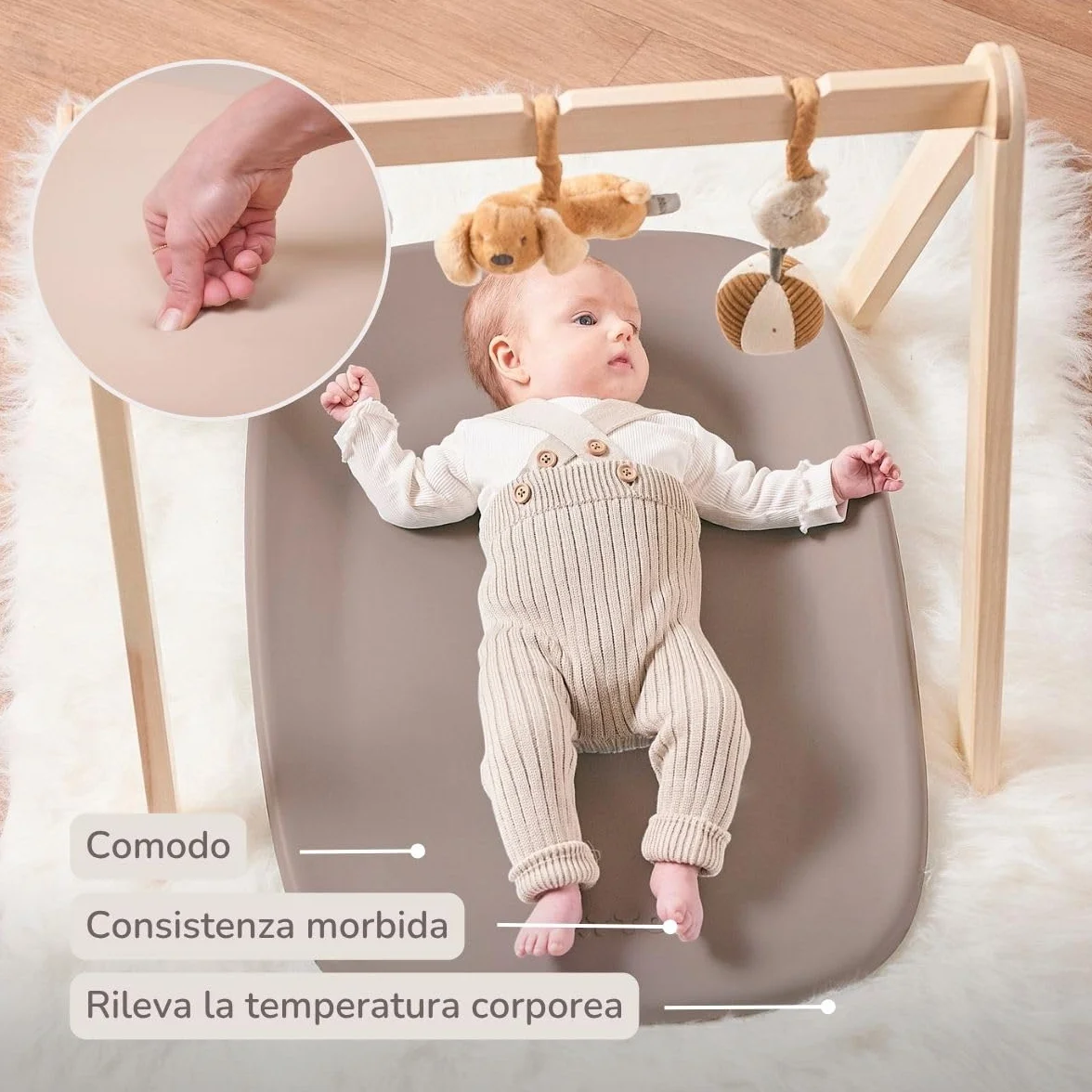 Nattou Cambiador de suave espuma de PU, lavable, 50 x 70 cm, Softy, Taupe