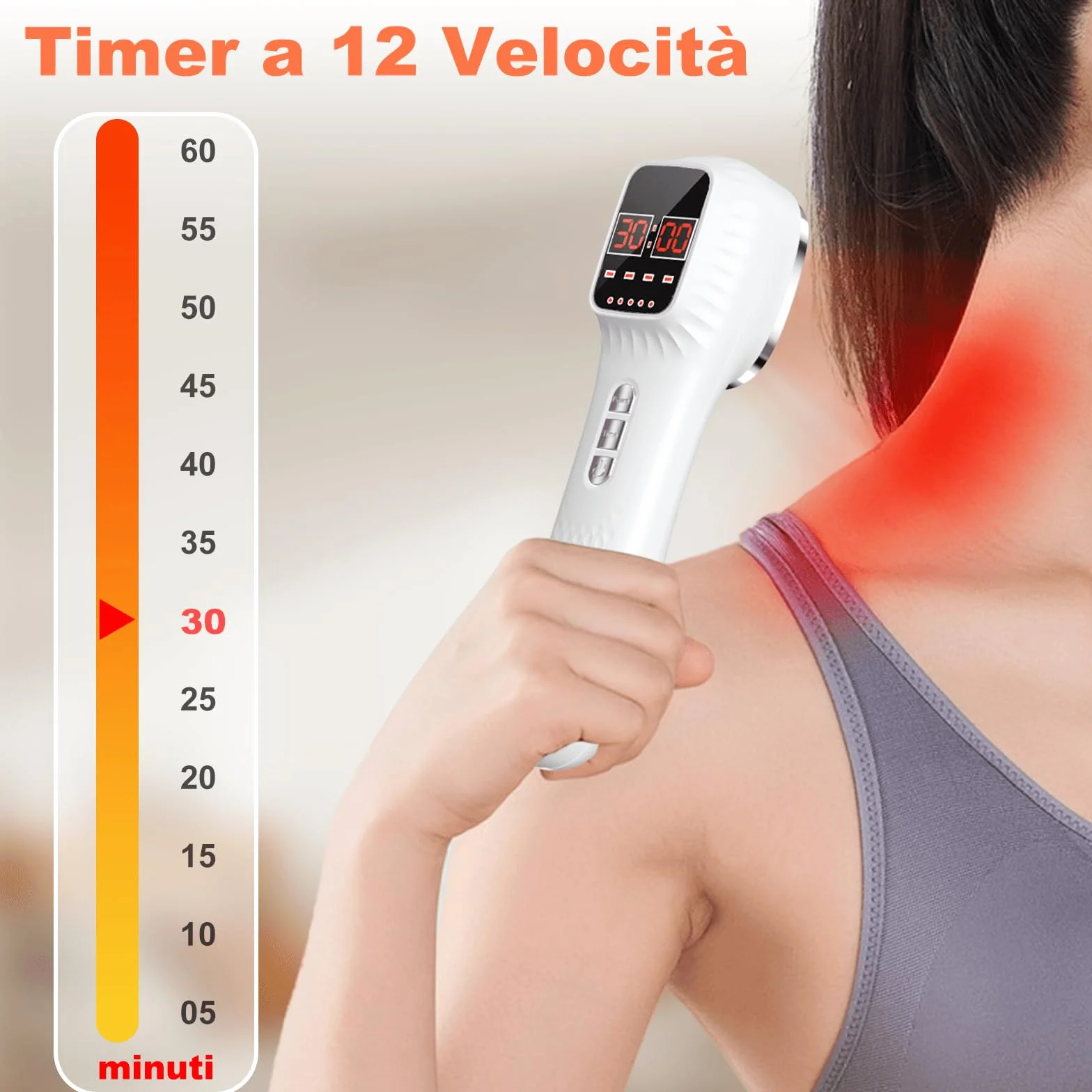 Dispositivo portatile con luce rossa e supporto, 16×650 + 3×808 Quattro modalità operative e funzione timer a 12 livelli Il dispositivo con luce rossa include un display a LED e occhiali protettivi