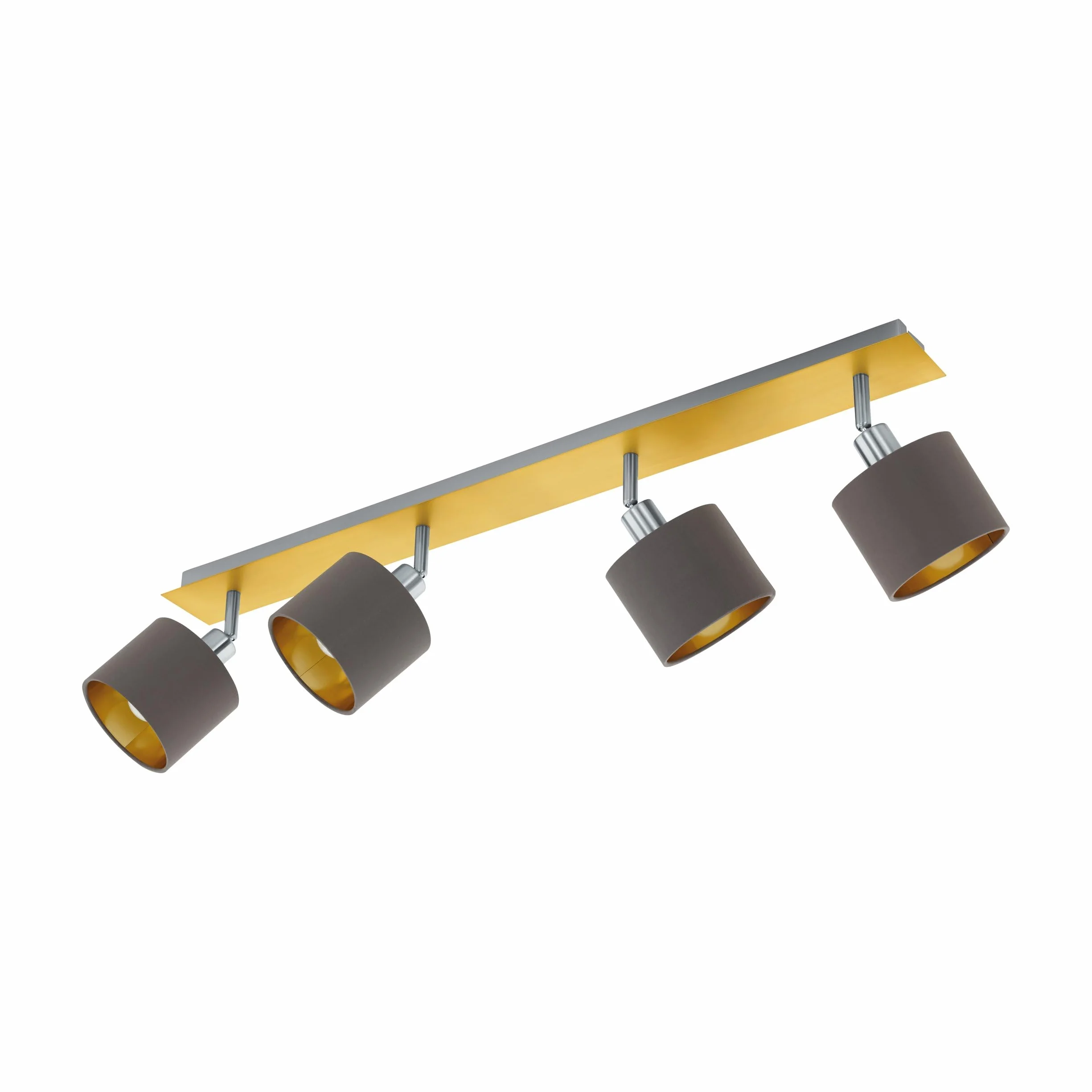 Eglo Lampada da soffitto Valbiano, lampada a 4 luci, faretti da soffitto in metallo e tessuto, lampada da corridoio in ottone spazzolato, nichel opaco, cappuccino, oro, faretti E14