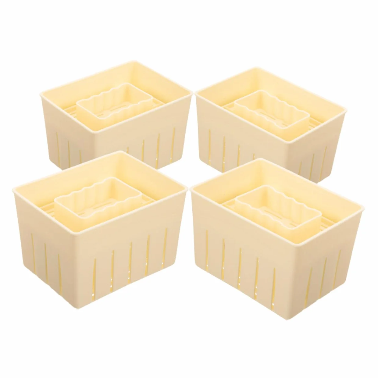 Stampo per Pressa per Formaggio e Tofu 4 Pezzi 140x105x95 Mm Plastica Resistente