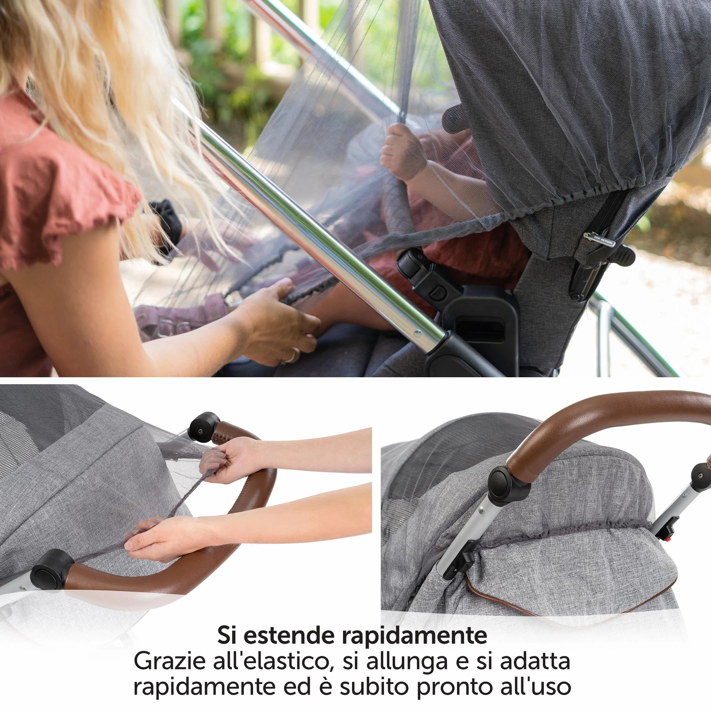 Zamboo Zanzariera Passeggino Universale e Carrozzine Rete Pieghevole a Maglia Fine Grigio Nero