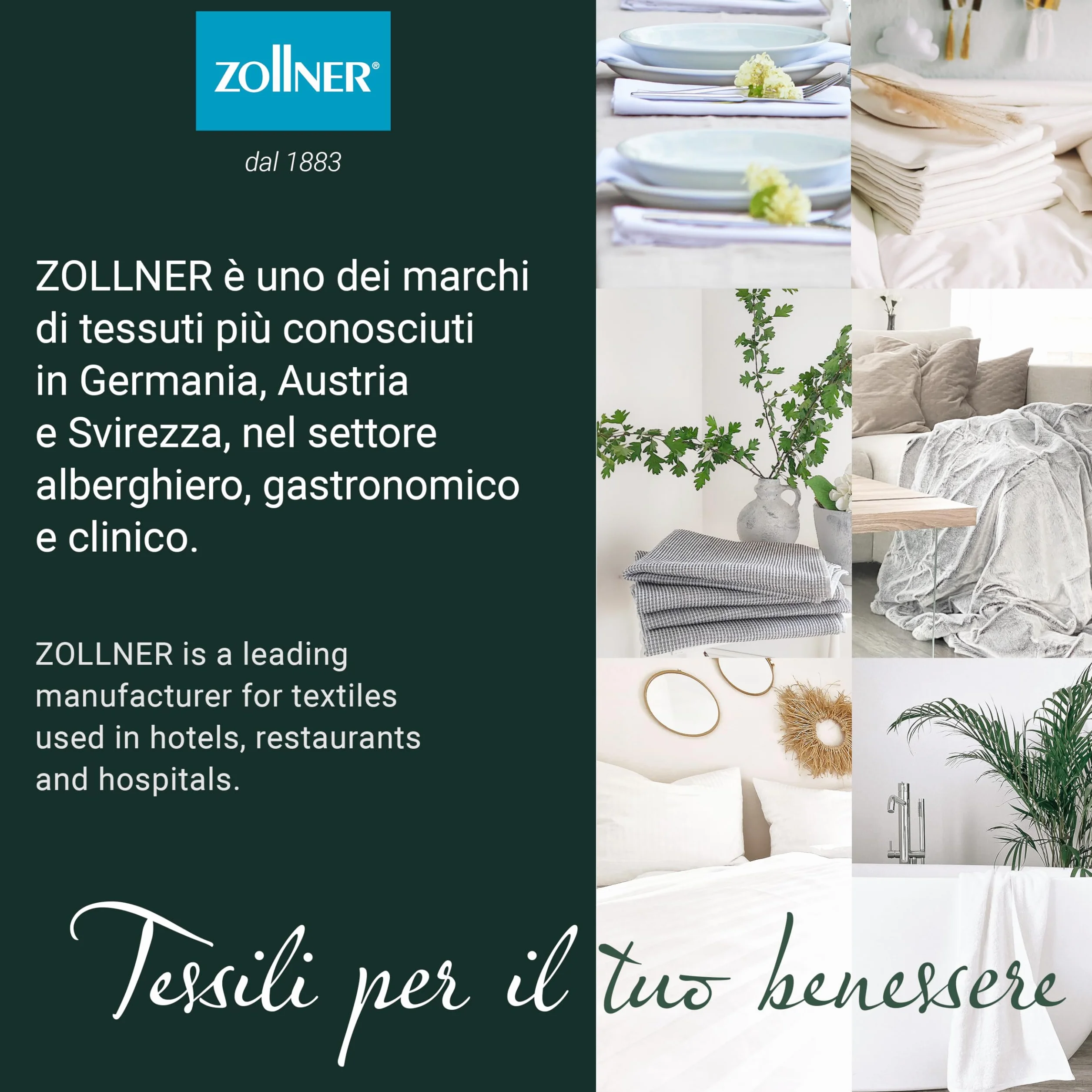 ZOLLNER 10 mussole 80x80 cm cotone bianco lavabili 95°C